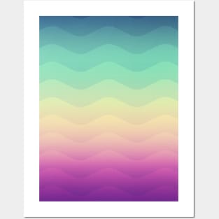 Abstract Geometric  Candy / Rainbow Waves Pattern (Multi Color) Posters and Art